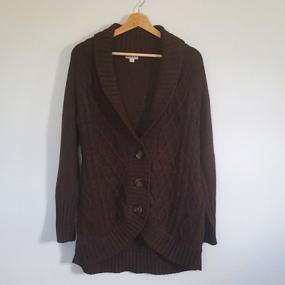 Chocolate Brown Cowl Neck Cardigan